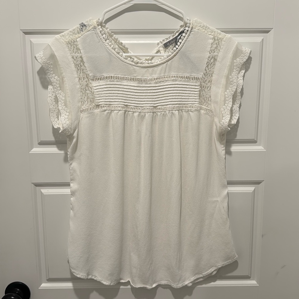 Daniel Rainn Becru Lace Detail Blouse White Size Small